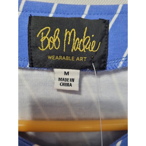 Bob Mackie Wearable Art Jacket Full Zip Size M Womens Blue Stripe Floral Vtg NWT - Picture 9 of 15